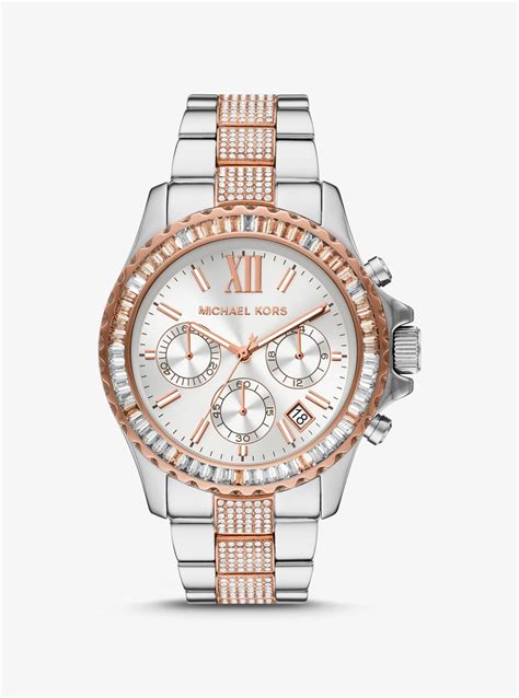 michael kors oversized everest pavé two-tone watch|michael kors everest watch.